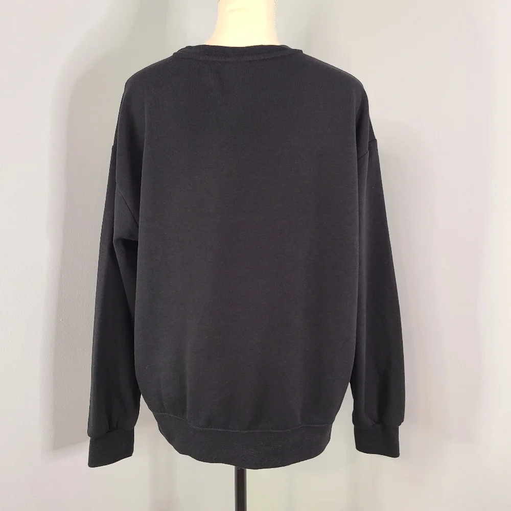 Disney Tinkerbell Peter Pan Black Crew Neck Long Sleeve Cozy Sweatshirt Woman XL - Picture 2 of 7
